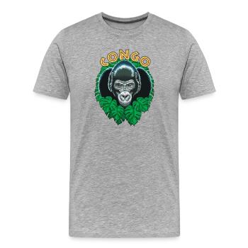Kongo-Gorilla - Männer Premium Bio T-Shirt - Grau meliert - Vorne - Damien (186cm)
