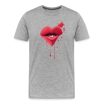 Liebliche Lippen Schmelzende Rote Lippen Kunst - Männer Premium Bio T-Shirt - Grau meliert - Vorne - Damien (186cm)