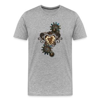 The heart of steampunk - Men's Premium Organic T-Shirt - heather grey - Front - Damien (186cm)