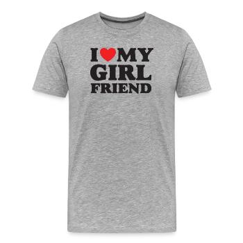 J’aime ma petite amie - T-shirt bio Premium Homme - gris chiné - Devant - Damien (186cm)