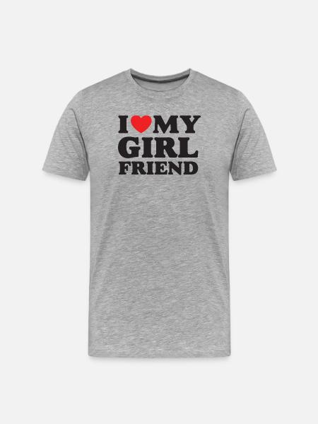 I Love My Girlfriend - Men's Premium Organic T-Shirt - heather grey