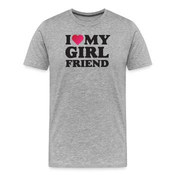 J’aime ma petite amie - T-shirt bio Premium Homme - gris chiné - Devant - Damien (186cm)