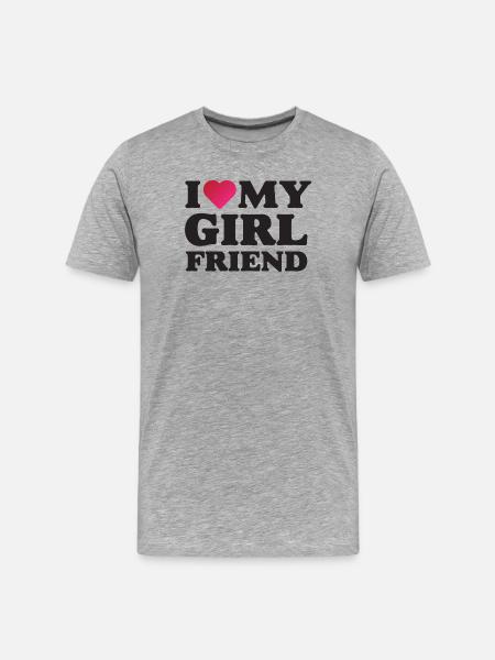 I Love My Girlfriend - Men's Premium Organic T-Shirt - heather grey
