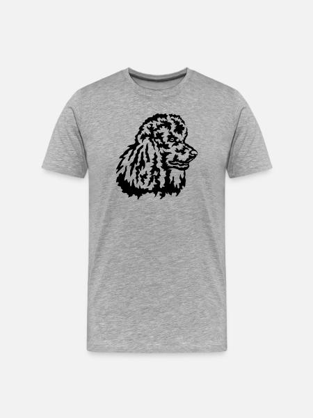 Grosspudel Kopf - Männer Premium Bio T-Shirt - Grau meliert