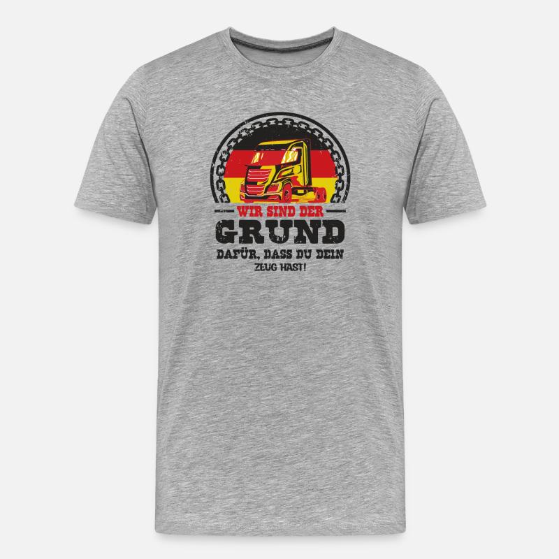 Deutscher Trucker - Männer Premium Bio T-Shirt - Grau meliert