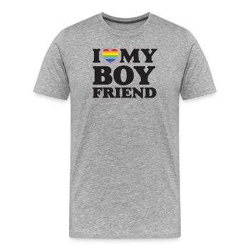 I Love My Boyfriend - LGBTQ - Men's Premium Organic T-Shirt - heather grey - Front - Damien (186cm)