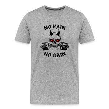 no pain no gain - Men's Premium Organic T-Shirt - heather grey - Front - Damien (186cm)