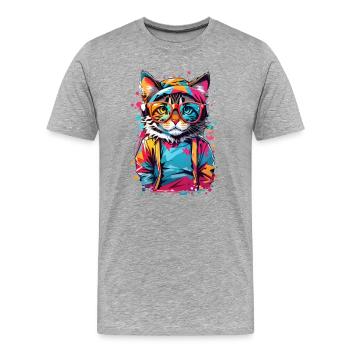 Chat mignon - T-shirt bio Premium Homme - gris chiné - Devant - Damien (186cm)