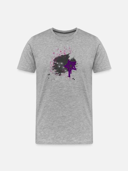 Star - Männer Premium Bio T-Shirt - Grau meliert