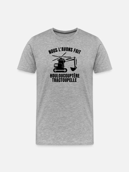 tractopelle, pelleteuse, chef de chantier - T-shirt bio Premium Homme - gris chiné