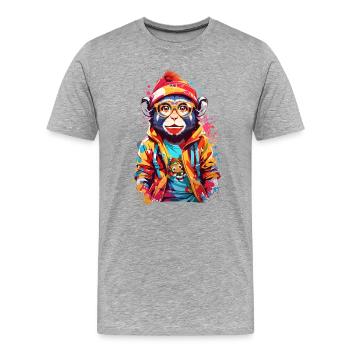 Coole Affe - Männer Premium Bio T-Shirt - Grau meliert - Vorne - Damien (186cm)