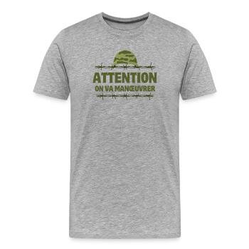septième compagnie, militaire, militaire humour - T-shirt bio Premium Homme - gris chiné - Devant - Damien (186cm)
