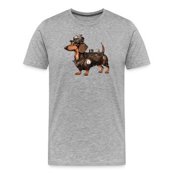 The Steampunk Dachshund | Dachshund - Men's Premium Organic T-Shirt - heather grey - Front - Damien (186cm)