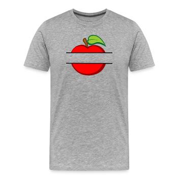 Découpe de texte pomme rouge dans la pomme - T-shirt bio Premium Homme - gris chiné - Devant - Damien (186cm)