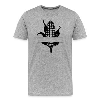 Bannière de texte en épi de maïs - T-shirt bio Premium Homme - gris chiné - Devant - Damien (186cm)