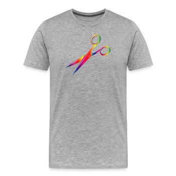 Ciseaux colorés aux couleurs de l’arc-en-ciel - T-shirt bio Premium Homme - gris chiné - Devant - Damien (186cm)