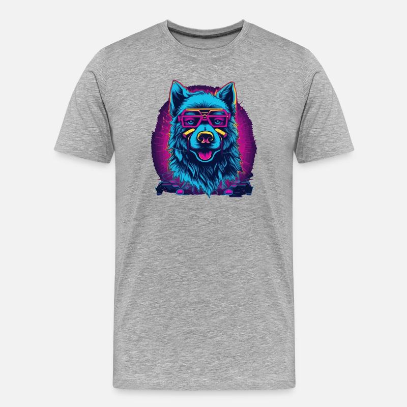 Neonwolf Retro Brillenwolf - Männer Premium Bio T-Shirt - Grau meliert