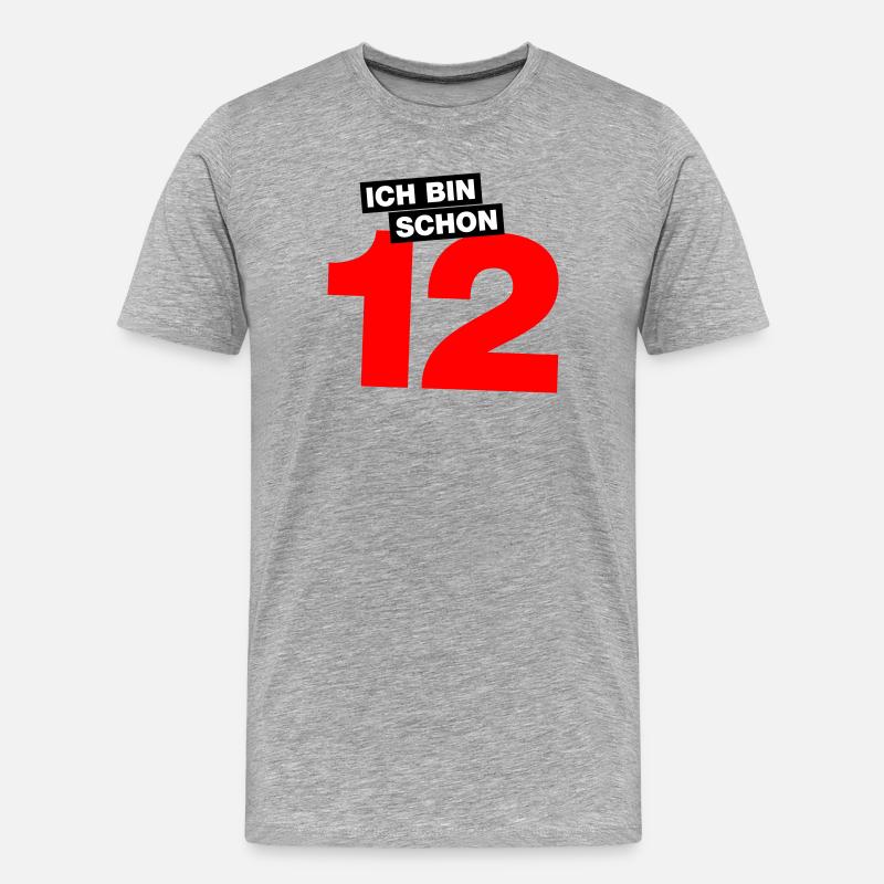 Ich bin schon 12 - Männer Premium Bio T-Shirt - Grau meliert