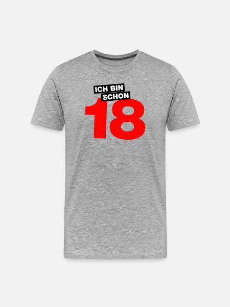 Ich bin schon 18 - Männer Premium Bio T-Shirt - Grau meliert