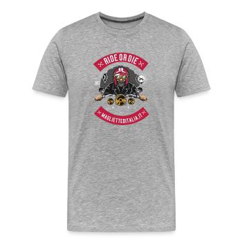 Rouler ou mourir - T-shirt bio Premium Homme - gris chiné - Devant - Damien (186cm)