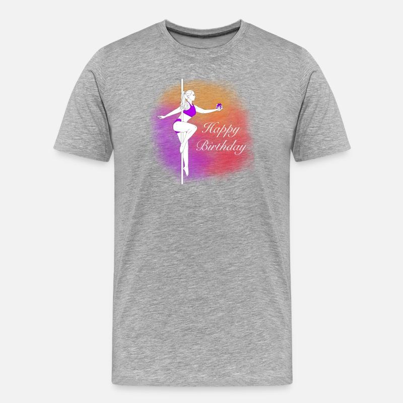 Pole Dance Birthday Farbverlauf Illustration - Männer Premium Bio T-Shirt - Grau meliert