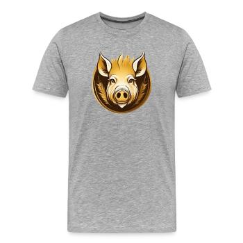 Totem du Sanglier - T-shirt bio Premium Homme - gris chiné - Devant - Damien (186cm)