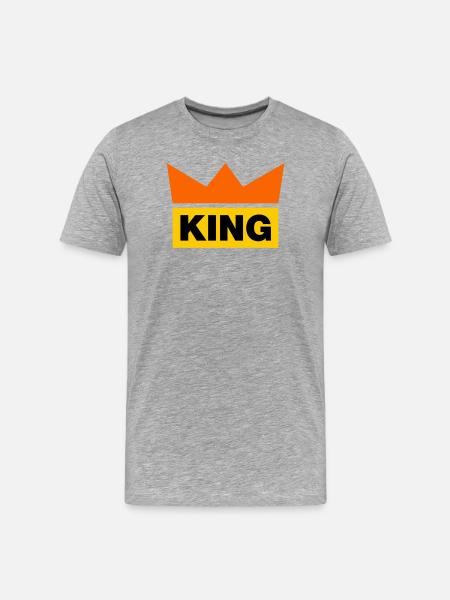 King / 3 Farben - Männer Premium Bio T-Shirt - Grau meliert