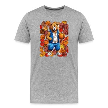 Basketballbär im Streetstyle - Männer Premium Bio T-Shirt - Grau meliert - Vorne - Damien (186cm)