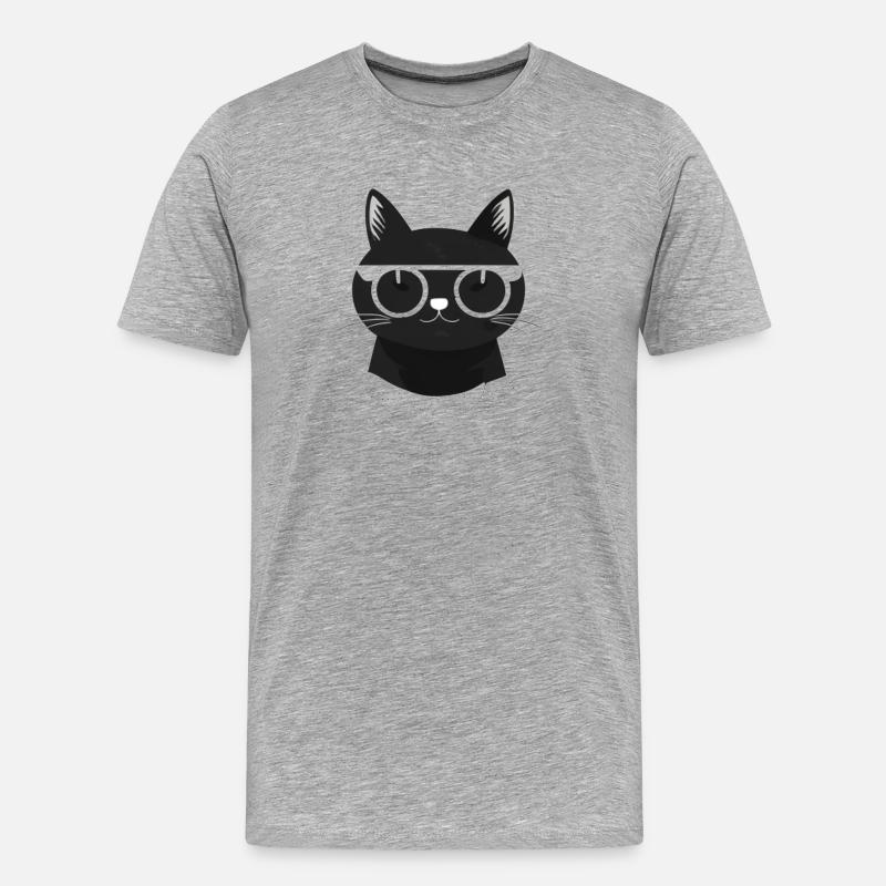 cooles Katzengesicht mit sonnenbrille - Männer Premium Bio T-Shirt - Grau meliert