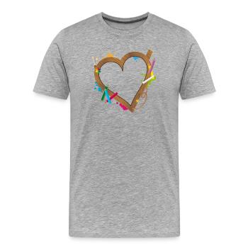 Herz Form Rahmen für Schulanfänger zum Schulbeginn - Männer Premium Bio T-Shirt - Grau meliert - Vorne - Damien (186cm)