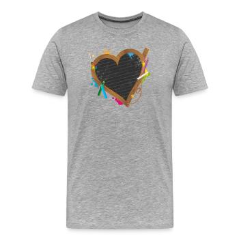 Heart-shaped blackboard with back-to-school supplies - Men's Premium Organic T-Shirt - heather grey - Front - Damien (186cm)