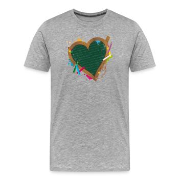 Tafel in Herzform mit Schulzubehör für Schulanfang - Männer Premium Bio T-Shirt - Grau meliert - Vorne - Damien (186cm)