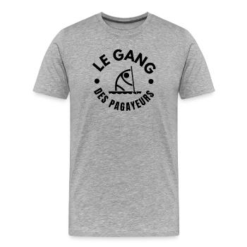paddle, fan de paddle, pagayer, SUP - T-shirt bio Premium Homme - gris chiné - Devant - Damien (186cm)