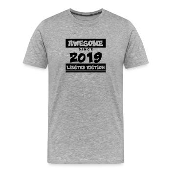 2019 - Vintage 2019 - Fantastic since 2019 - Men's Premium Organic T-Shirt - heather grey - Front - Damien (186cm)