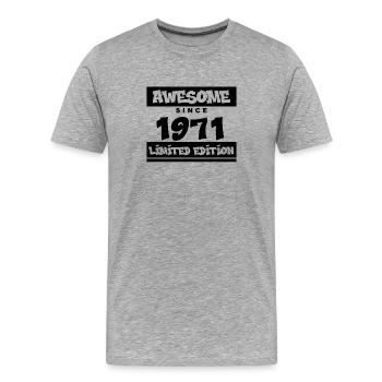 1971 - Jahrgang 1971 - Fantastisch seit 1971 - Männer Premium Bio T-Shirt - Grau meliert - Vorne - Damien (186cm)