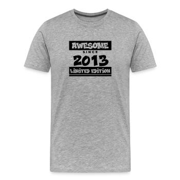2013 - Jahrgang 2013 - Fantastisch seit 2013 - Männer Premium Bio T-Shirt - Grau meliert - Vorne - Damien (186cm)