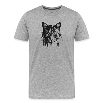 Cat 3 - Men's Premium Organic T-Shirt - heather grey - Front - Damien (186cm)