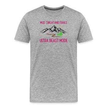 Ultra Running - Schlamm, Schweiß und Trails - Männer Premium Bio T-Shirt - Grau meliert - Vorne - Damien (186cm)