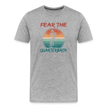 Quarterback American Football Retro - Männer Premium Bio T-Shirt - Grau meliert - Vorne - Damien (186cm)