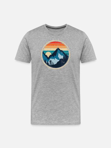 Sunset Ridge Mountain Ride - Männer Premium Bio T-Shirt - Grau meliert