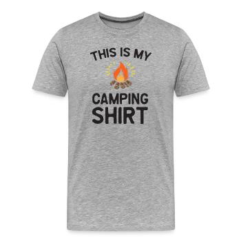 Ceci est ma chemise de camping - T-shirt bio Premium Homme - gris chiné - Devant - Damien (186cm)