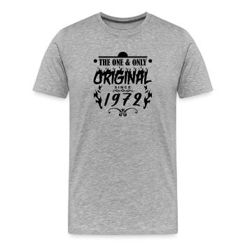 1972 - Baujahr 1972 - Jahrgang 1972 - Männer Premium Bio T-Shirt - Grau meliert - Vorne - Damien (186cm)