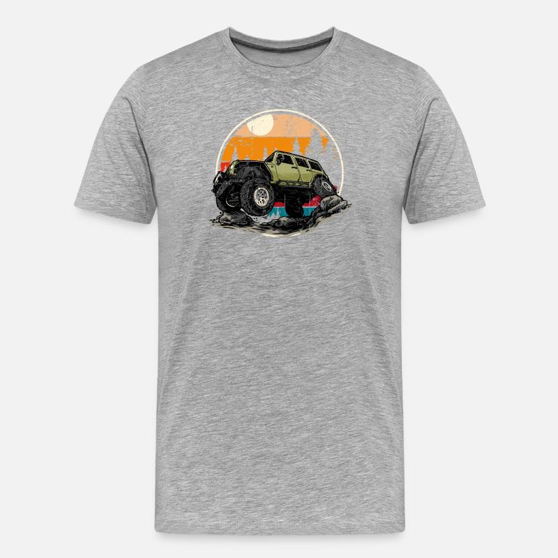 Sunset Trail Jeep Offroad - Männer Premium Bio T-Shirt - Grau meliert