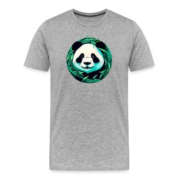 Panda - Männer Premium Bio T-Shirt - Grau meliert - Vorne - Damien (186cm)