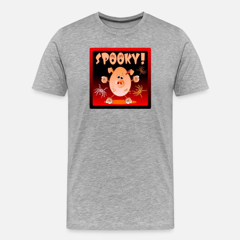 HAPPY HALLOWEEN SPIDER PIGLETS - Männer Premium Bio T-Shirt - Grau meliert