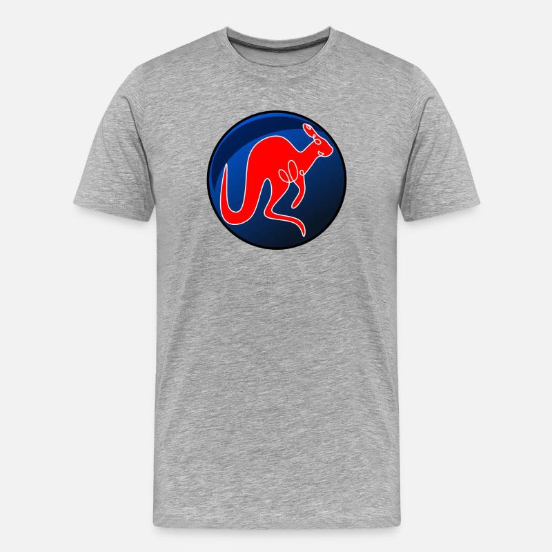 KÄNGURU LINIENZEICHNUNG BEUTELTIERE - Männer Premium Bio T-Shirt - Grau meliert