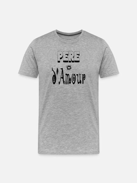 Père Amour Cœur Papa - T-shirt bio Premium Homme - gris chiné