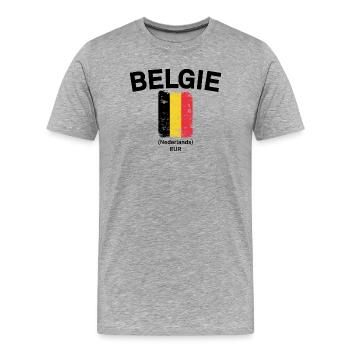 Belgian Brush Flag Distressed - Men's Premium Organic T-Shirt - heather grey - Front - Damien (186cm)