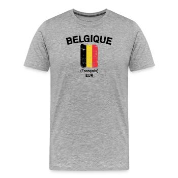 Belgian Flag Grunge Stripe - Men's Premium Organic T-Shirt - heather grey - Front - Damien (186cm)
