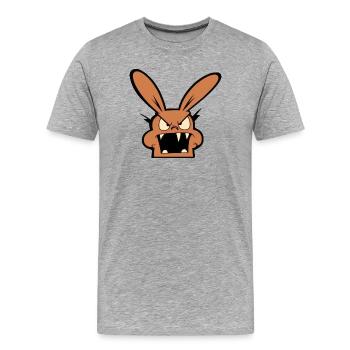lapin en colère - T-shirt bio Premium Homme - gris chiné - Devant - Damien (186cm)